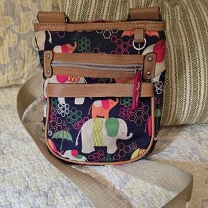 Lily Bloom Elephant Print Crossbody Bag